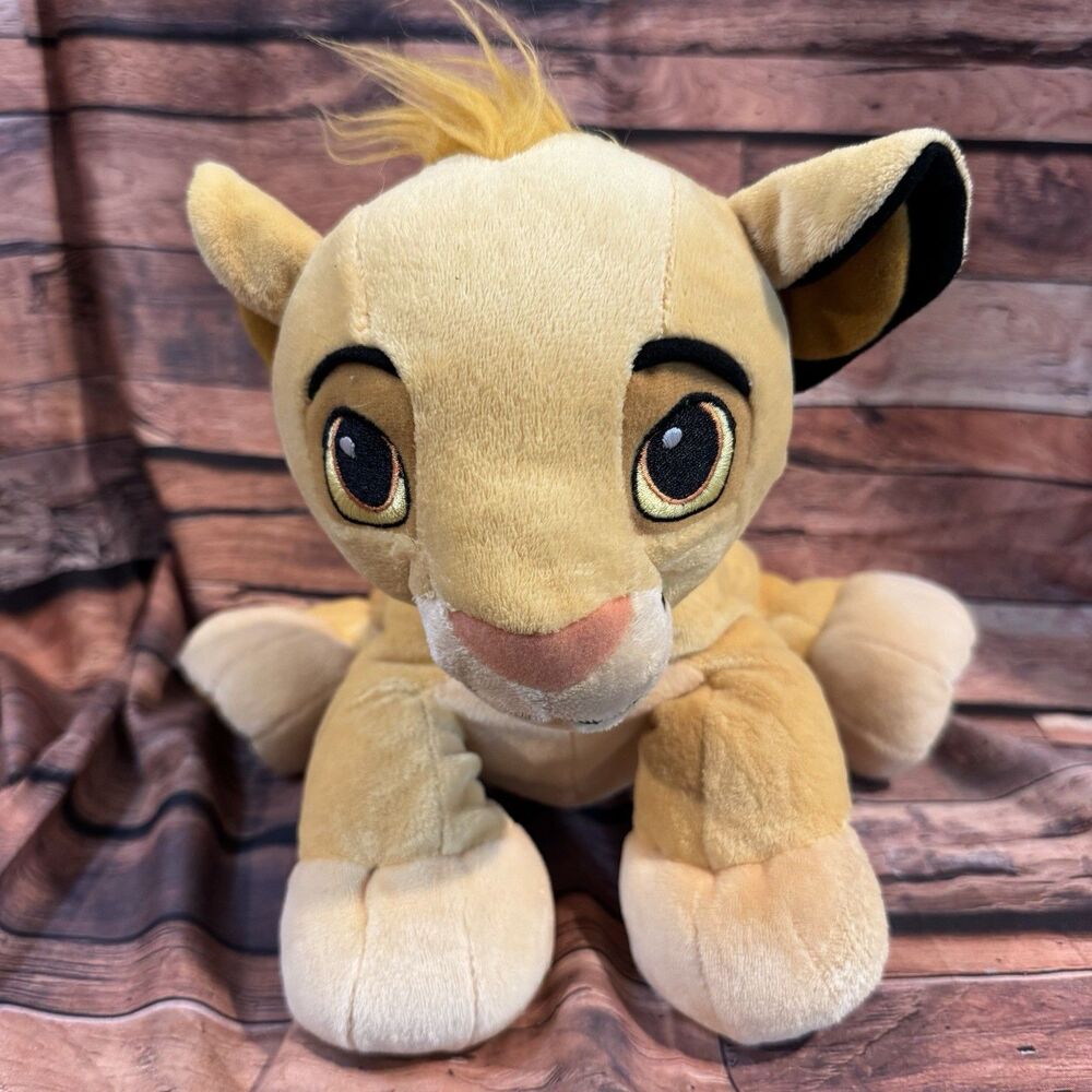 Disney Store Baby Simba Plush Lion King Golden Patch Embroidered Eyes Fluffy Toy